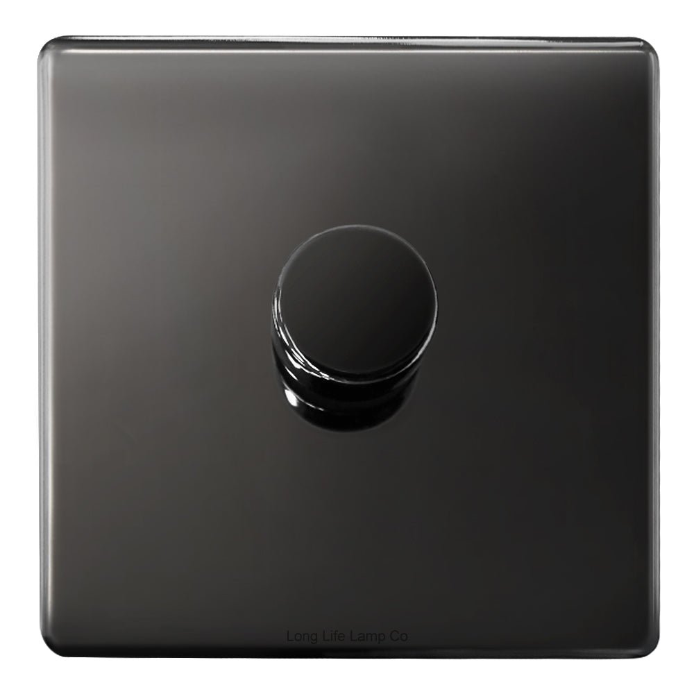 LED Dimmer Switch Black Nickel Screwless Finish 1 Gang Single Pole 100w - Energy Light Bulbs - Free delivery on all orders