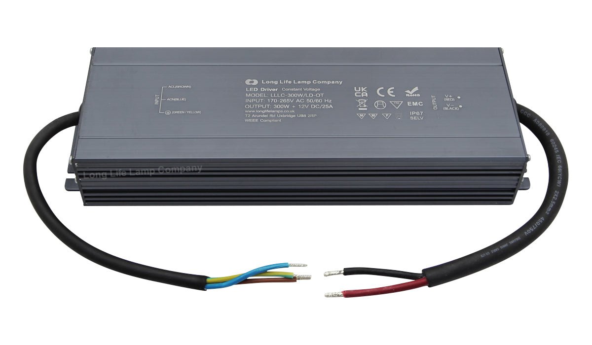 LED Driver 12v Output Low Voltage IP67 Waterproof Transformer 300W - Energy Light Bulbs - Free delivery on all orders