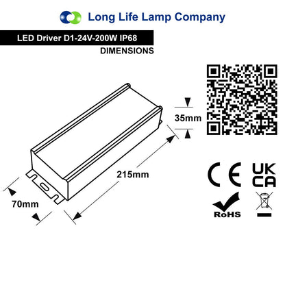 LED Driver 24V Output Low Voltage IP68 Waterproof Transformer 200W - Energy Light Bulbs - Free delivery on all orders