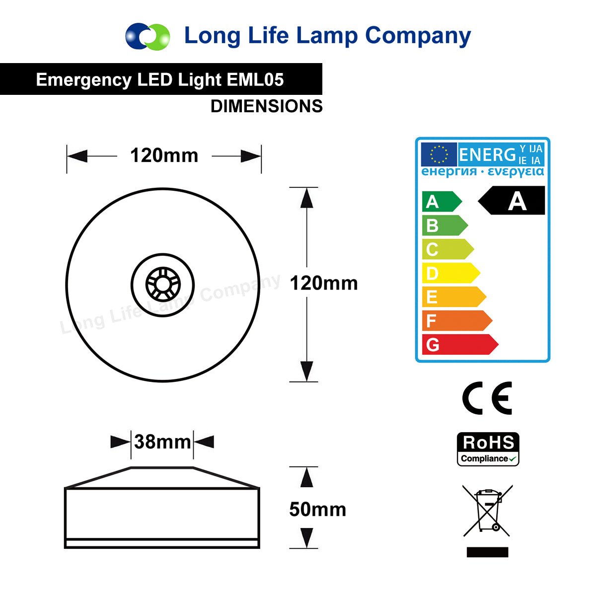 LED Emergency Light Flush Mounted Maintained/Non Maintained - Energy Light Bulbs - Free delivery on all orders