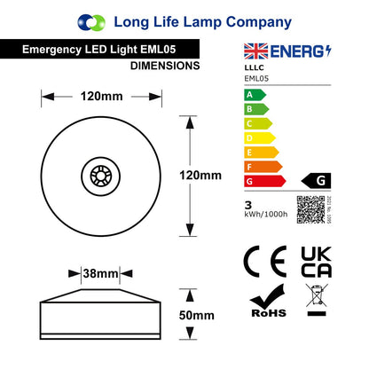 LED Emergency Light Flush Mounted Maintained/Non Maintained EML05 - Free delivery on all orders