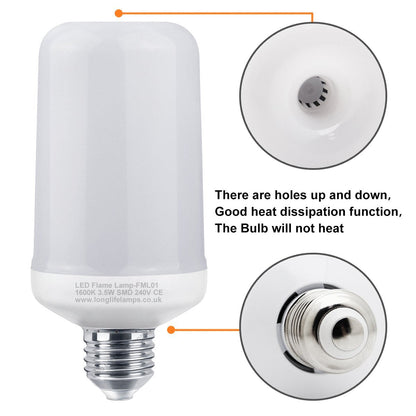 LED Flicker Effect Fire Flame Light Bulb E27 Simulated 3 Mode Mood Lamp - Energy Light Bulbs - Free delivery on all orders