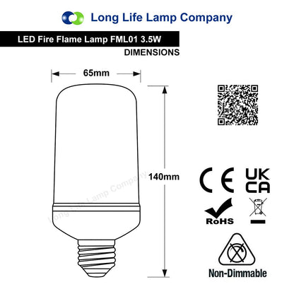LED Flame Effect Light Bulb E27 with 3 Lighting Modes