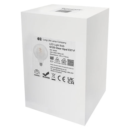 LED G125 Clear Opal Globe Frosted Glass Light Bulb 4W E27 - Energy Light Bulbs - Free delivery on all orders