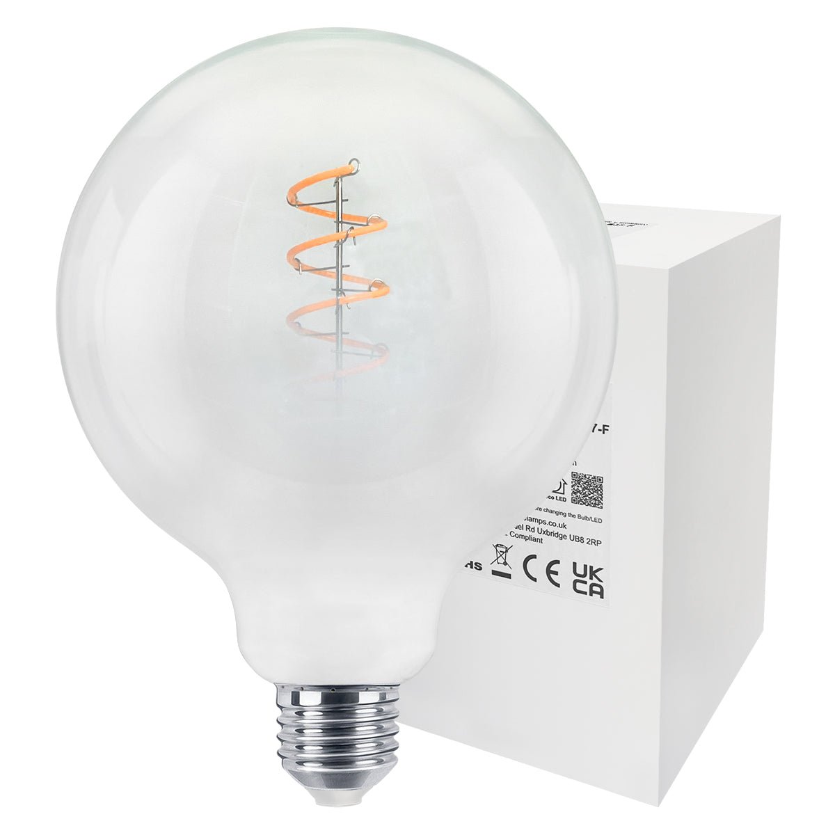 LED G125 Clear Opal Globe Frosted Glass Light Bulb 4W E27 - Energy Light Bulbs - Free delivery on all orders