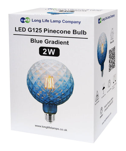 LED Glass Globe Light Bulb E27 Edison Screw Filament Classic Blue Smoked G125 Pinecone - Energy Light Bulbs - Free delivery on all orders