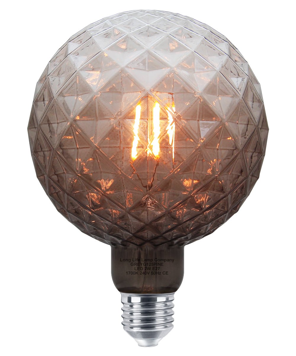 LED Glass Globe Light Bulb E27 Edison Screw Filament Classic Grey Smoked G125 Pinecone - Energy Light Bulbs - Free delivery on all orders