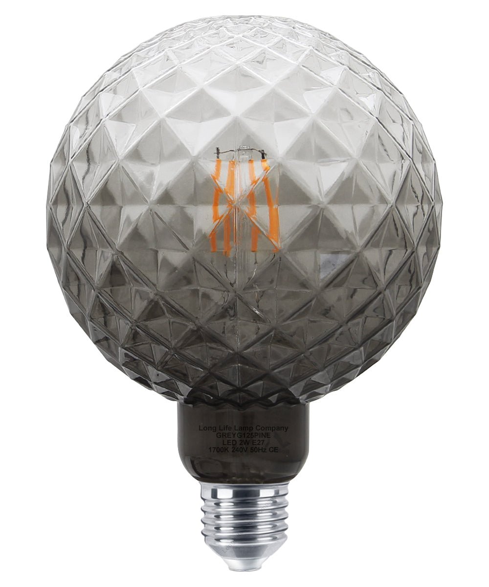 LED Glass Globe Light Bulb E27 Edison Screw Filament Classic Grey Smoked G125 Pinecone - Energy Light Bulbs - Free delivery on all orders