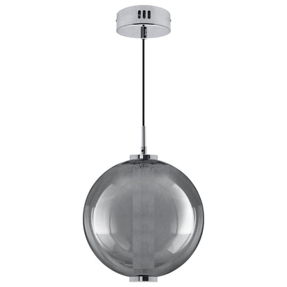 LED Globe Ceiling Pendant Light Smoked Grey Glass Lamp Shade Chrome Holder - Energy Light Bulbs - Free delivery on all orders