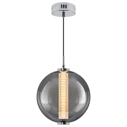 LED Globe Ceiling Pendant Light Smoked Grey Glass Lamp Shade Chrome Holder - Energy Light Bulbs - Free delivery on all orders