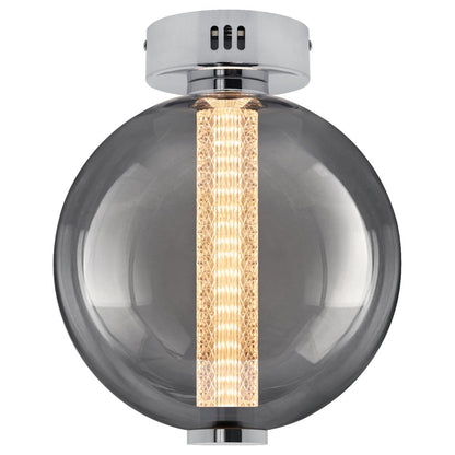LED Globe Smoked Grey Glass Ceiling Light Flush Mounted Lamp Shade 9W 3000K - Energy Light Bulbs - Free delivery on all orders