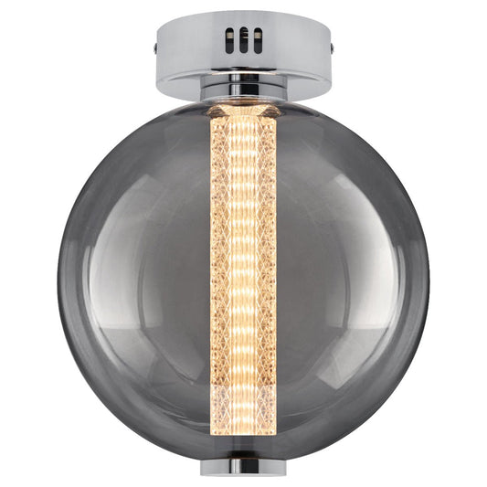 LED Globe Smoked Grey Glass Ceiling Light Flush Mounted Lamp Shade 9W 3000K - Energy Light Bulbs - Free delivery on all orders