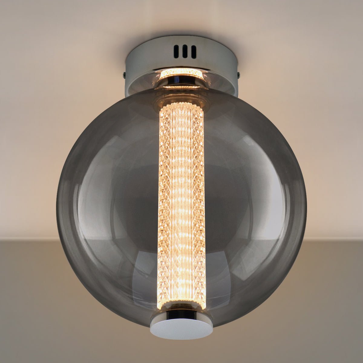 LED Globe Smoked Grey Glass Ceiling Light Flush Mounted Lamp Shade 9W 3000K - Energy Light Bulbs - Free delivery on all orders