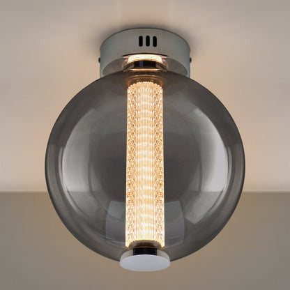 LED Globe Smoked Grey Glass Ceiling Light Flush Mounted Lamp Shade 9W 3000K - Energy Light Bulbs - Free delivery on all orders