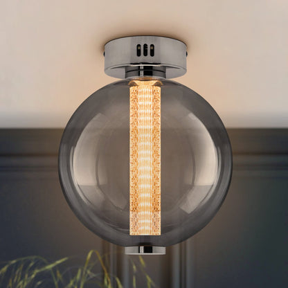 LED Globe Smoked Grey Glass Ceiling Light Flush Mounted Lamp Shade 9W 3000K - Energy Light Bulbs - Free delivery on all orders