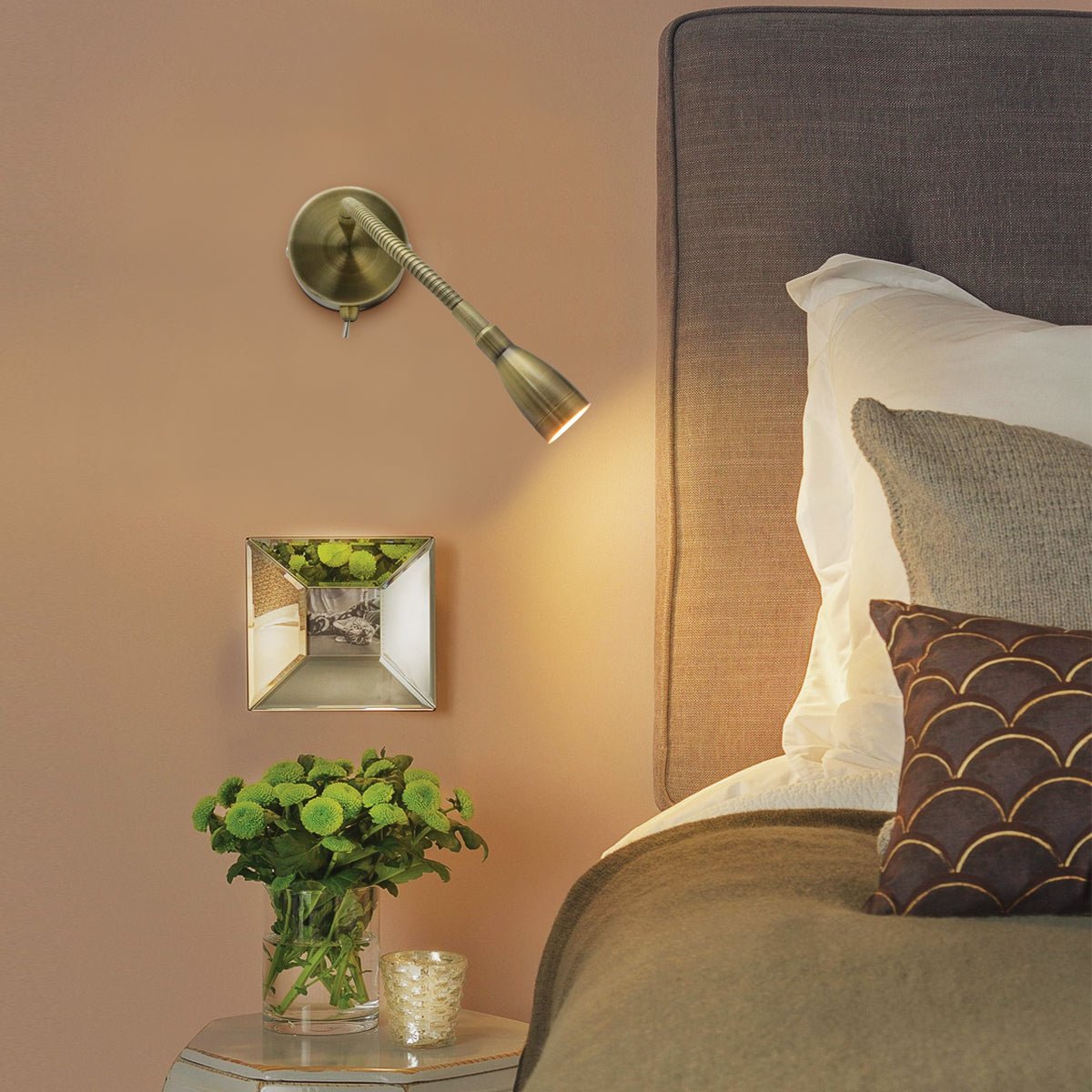 LED Indoor Bedside Reading Wall Light 2W 3000K Antique Brass - Energy Light Bulbs - Free delivery on all orders