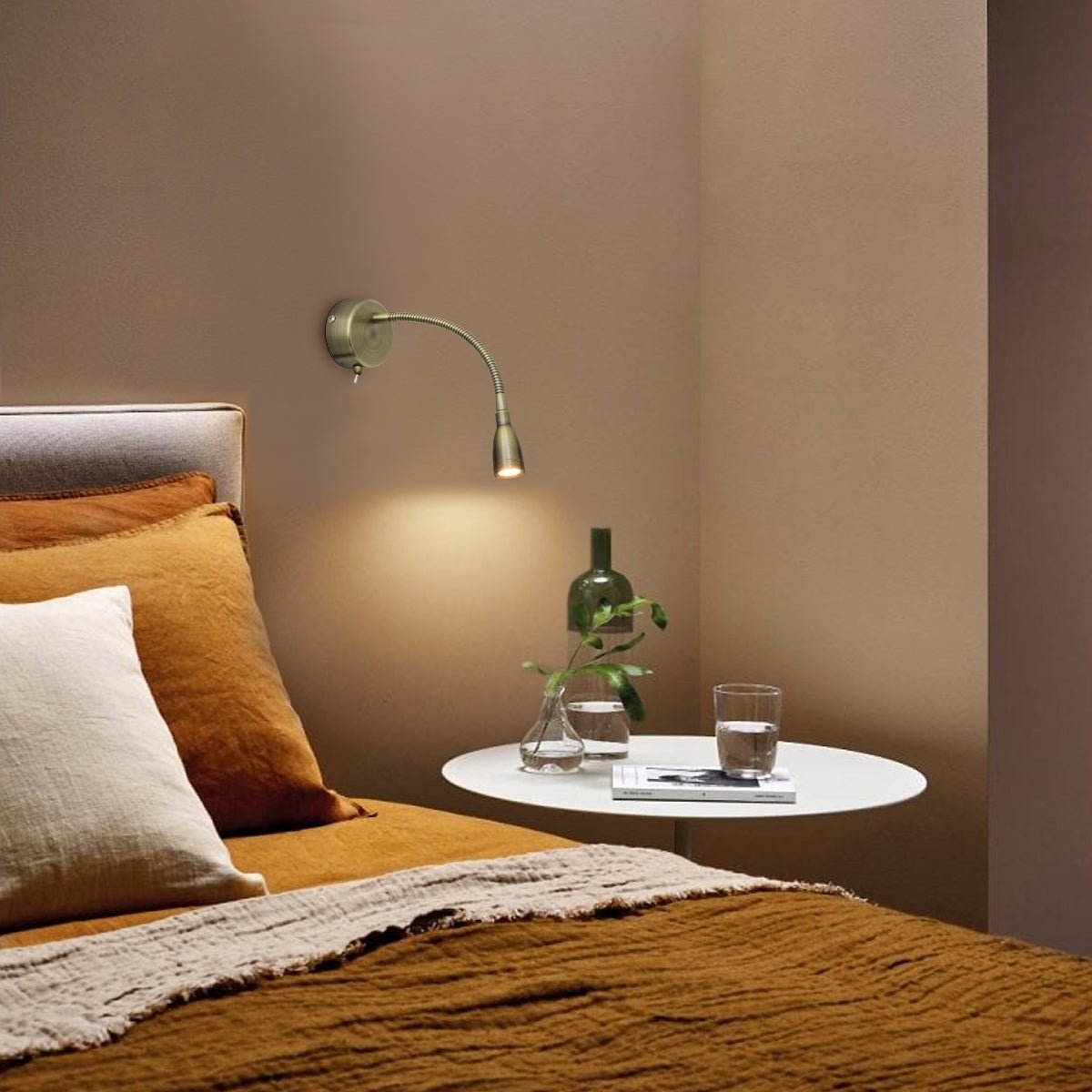 LED Indoor Bedside Reading Wall Light 2W 3000K Antique Brass - Energy Light Bulbs - Free delivery on all orders