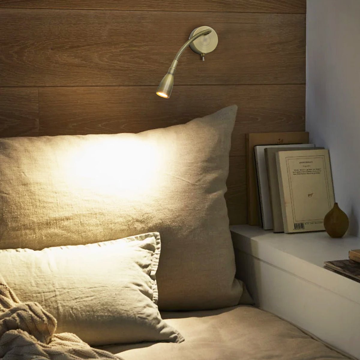 LED Indoor Bedside Reading Wall Light 2W 3000K Antique Brass - Energy Light Bulbs - Free delivery on all orders