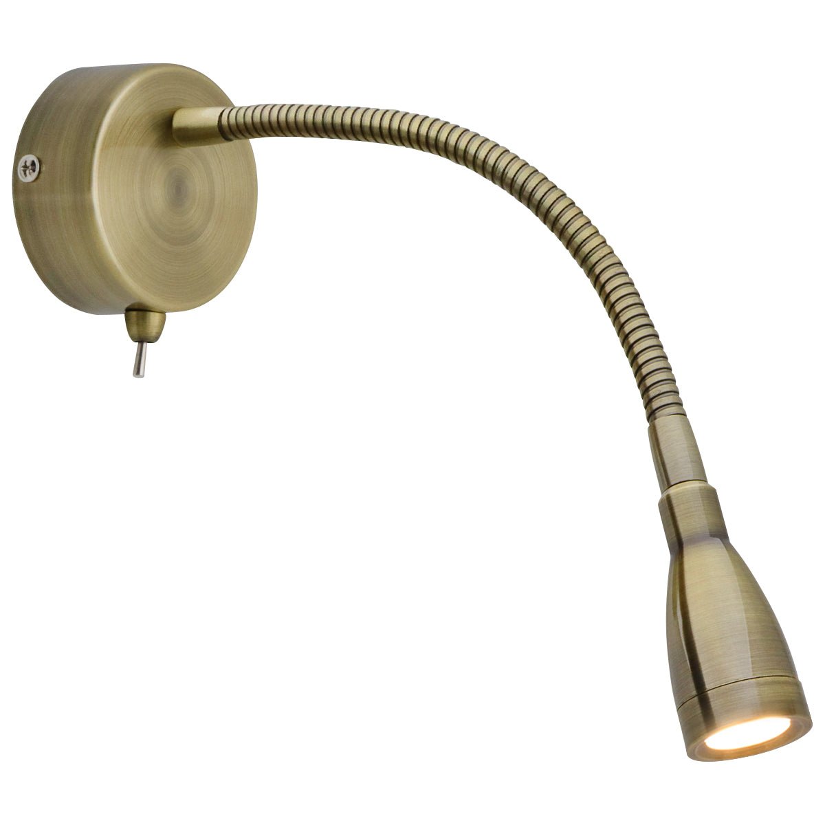 LED Indoor Bedside Reading Wall Light 2W 3000K Antique Brass - Energy Light Bulbs - Free delivery on all orders