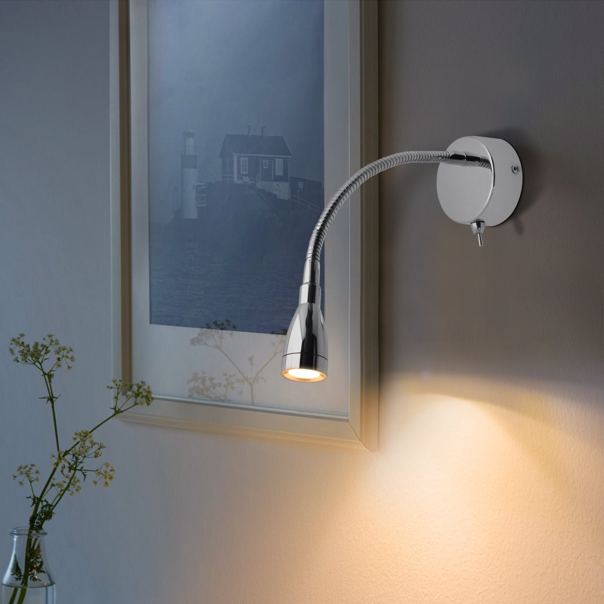 LED Indoor Bedside Reading Wall Light 2W 3000K Chrome - Energy Light Bulbs - Free delivery on all orders