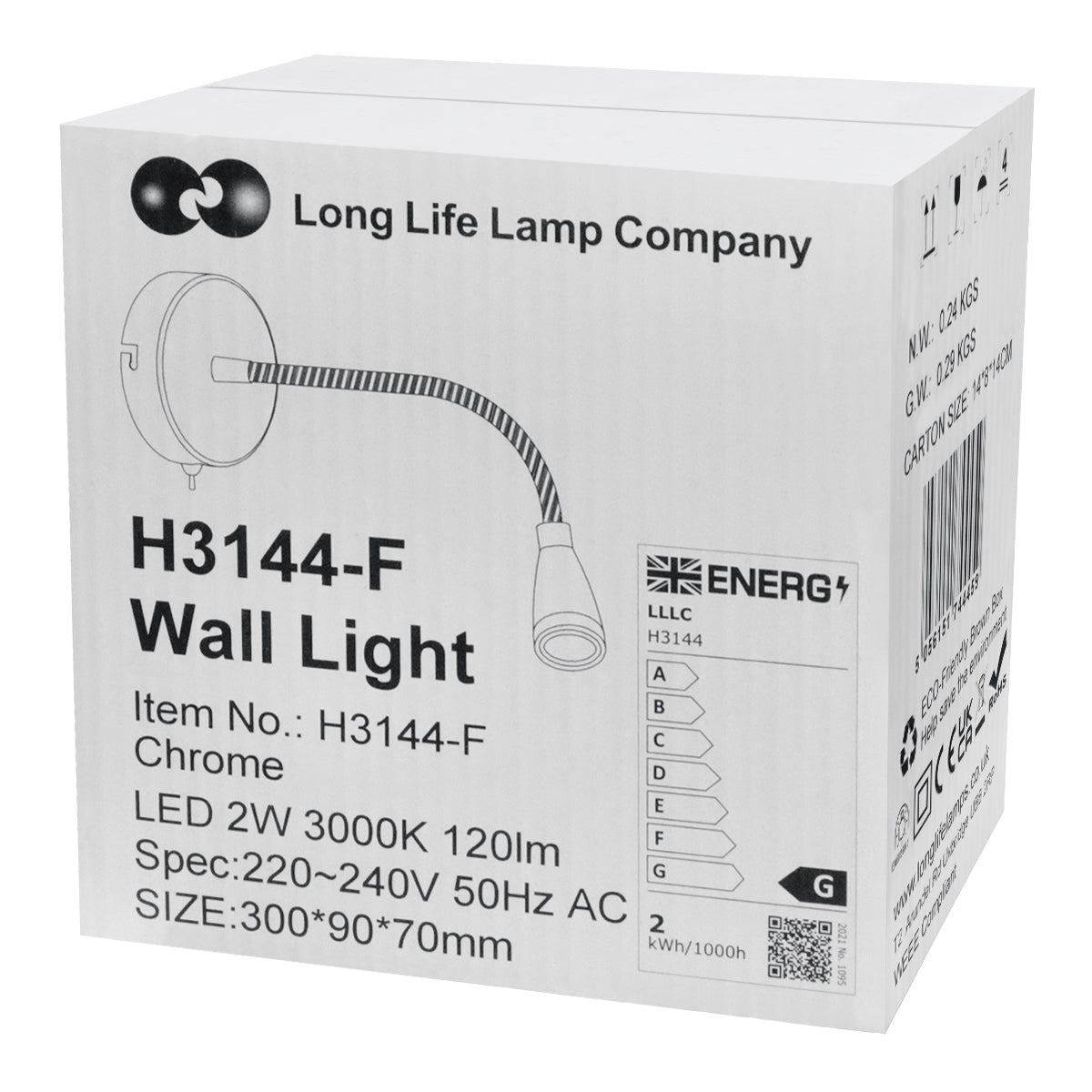 LED Indoor Bedside Reading Wall Light 2W 3000K Chrome - Energy Light Bulbs - Free delivery on all orders