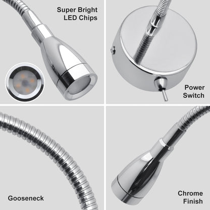 LED Indoor Bedside Reading Wall Light 2W 3000K Chrome - Energy Light Bulbs - Free delivery on all orders