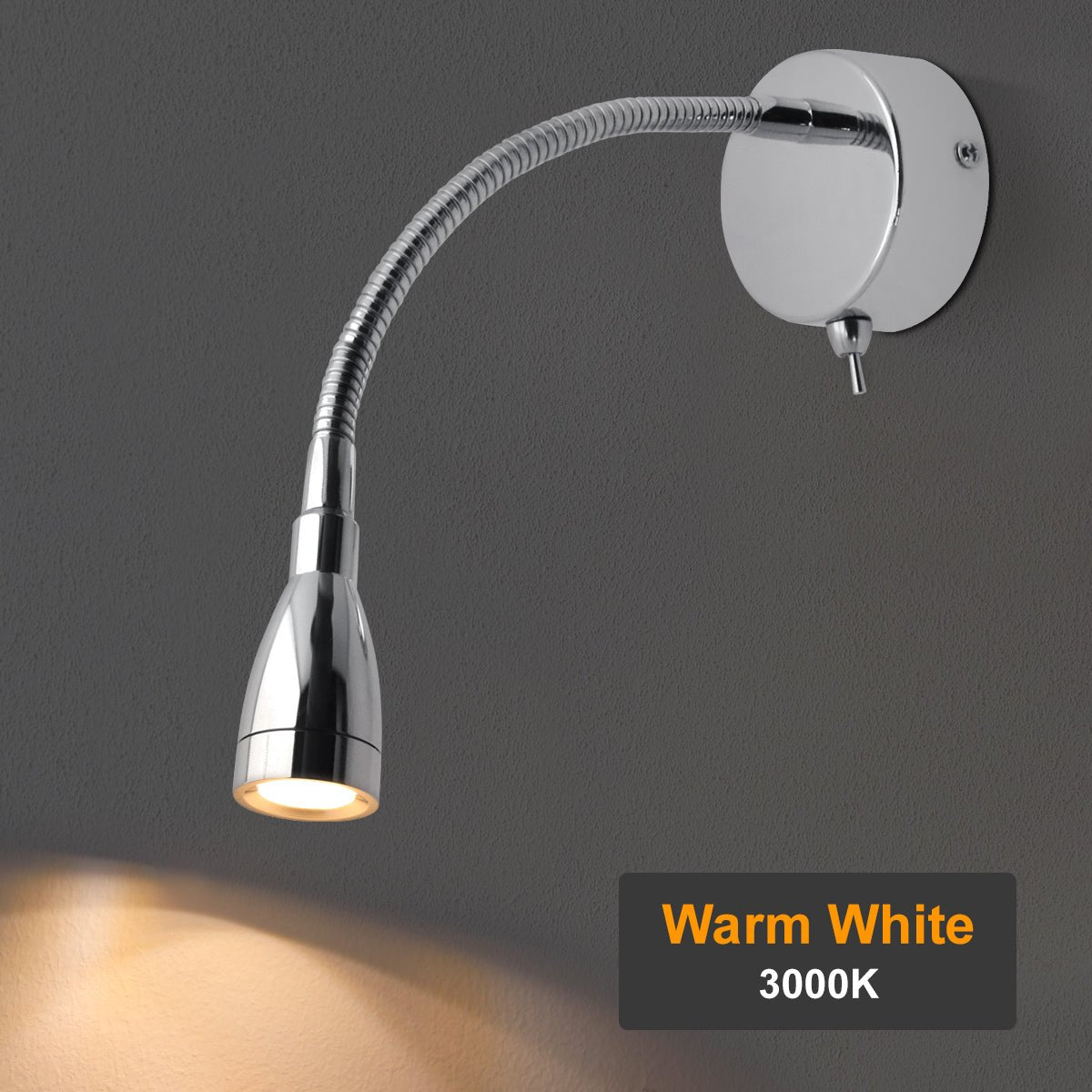 LED Indoor Bedside Reading Wall Light 2W 3000K Chrome - Energy Light Bulbs - Free delivery on all orders