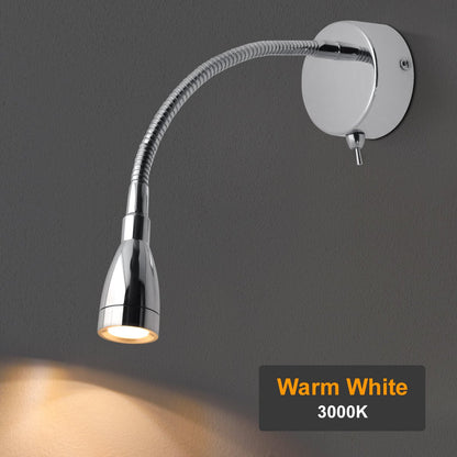 LED Indoor Bedside Reading Wall Light 2W 3000K Chrome - Energy Light Bulbs - Free delivery on all orders