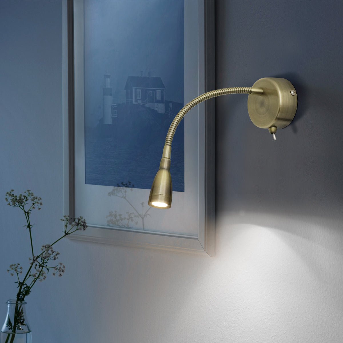 LED Indoor Bedside Reading Wall Light 2W 6000K Antique Brass - Energy Light Bulbs - Free delivery on all orders