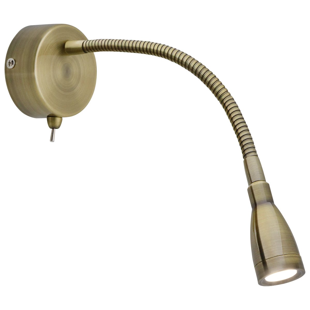 LED Indoor Bedside Reading Wall Light 2W 6000K Antique Brass - Energy Light Bulbs - Free delivery on all orders