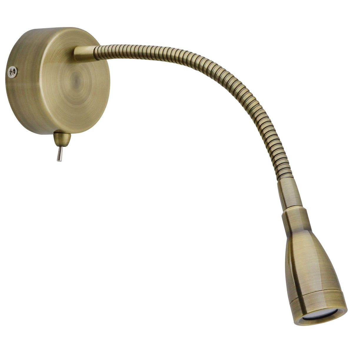 LED Indoor Bedside Reading Wall Light 2W 6000K Antique Brass - Energy Light Bulbs - Free delivery on all orders
