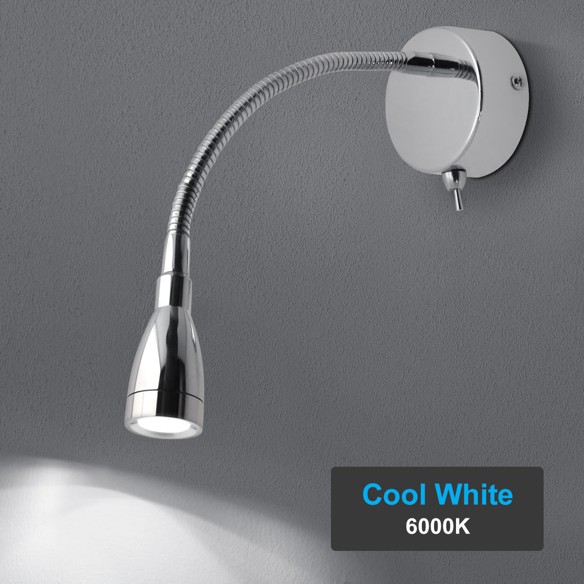 LED Indoor Bedside Reading Wall Light 2W 6000K Chrome - Energy Light Bulbs - Free delivery on all orders