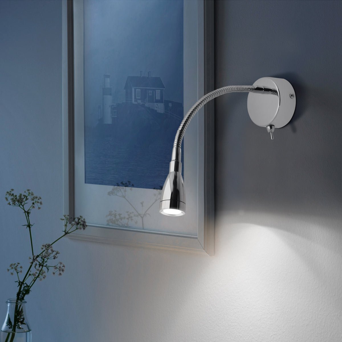 LED Indoor Bedside Reading Wall Light 2W 6000K Chrome - Energy Light Bulbs - Free delivery on all orders