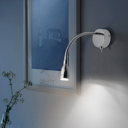 LED Indoor Bedside Reading Wall Light 2W 6000K Chrome - Energy Light Bulbs - Free delivery on all orders