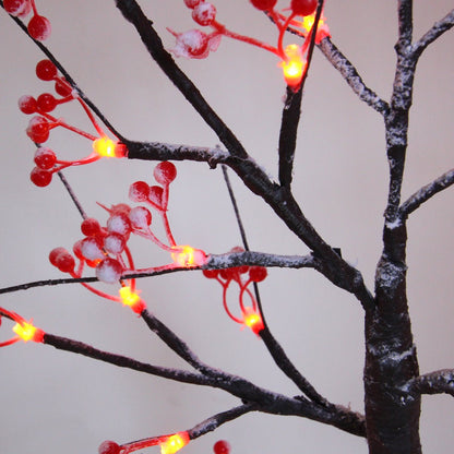 LED Indoor Christmas Brown Colour with Snow and Red Fruit 60cm Mains And Battery Operated - Energy Light Bulbs - Free delivery on all orders