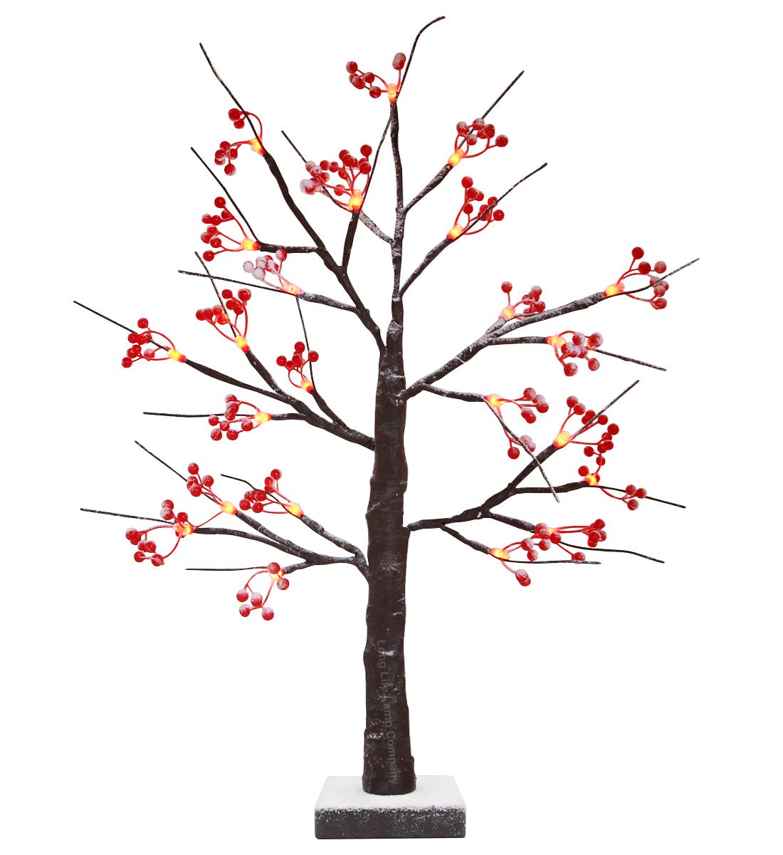 LED Indoor Christmas Brown Colour with Snow and Red Fruit 60cm Mains And Battery Operated - Energy Light Bulbs - Free delivery on all orders