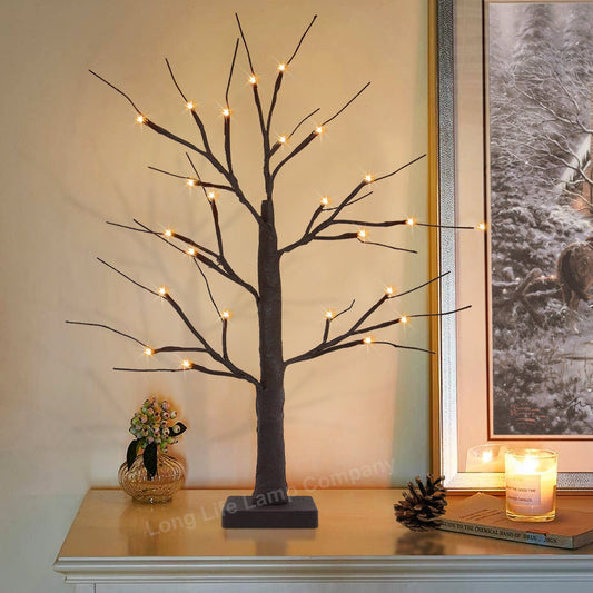 LED Indoor Christmas Brown Tree Miniature 60cm Mains And Battery Operated - Energy Light Bulbs - Free delivery on all orders