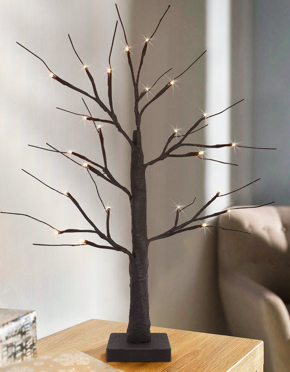 LED Indoor Christmas Brown Tree Miniature 60cm Mains And Battery Operated - Energy Light Bulbs - Free delivery on all orders