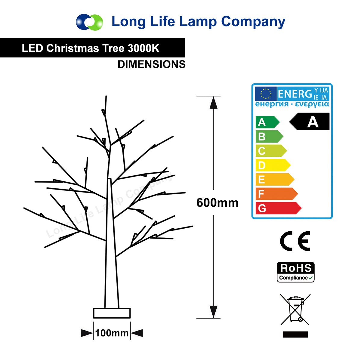 LED Indoor Christmas Brown Tree Miniature 60cm Mains And Battery Operated - Energy Light Bulbs - Free delivery on all orders