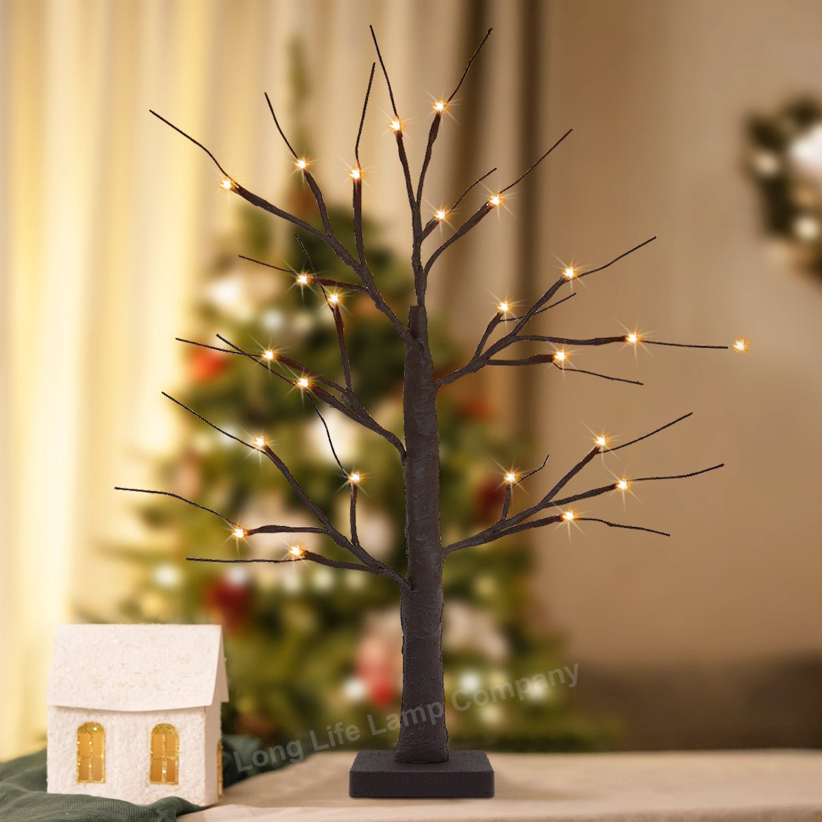 LED Indoor Christmas Brown Tree Miniature 60cm Mains And Battery Operated - Energy Light Bulbs - Free delivery on all orders