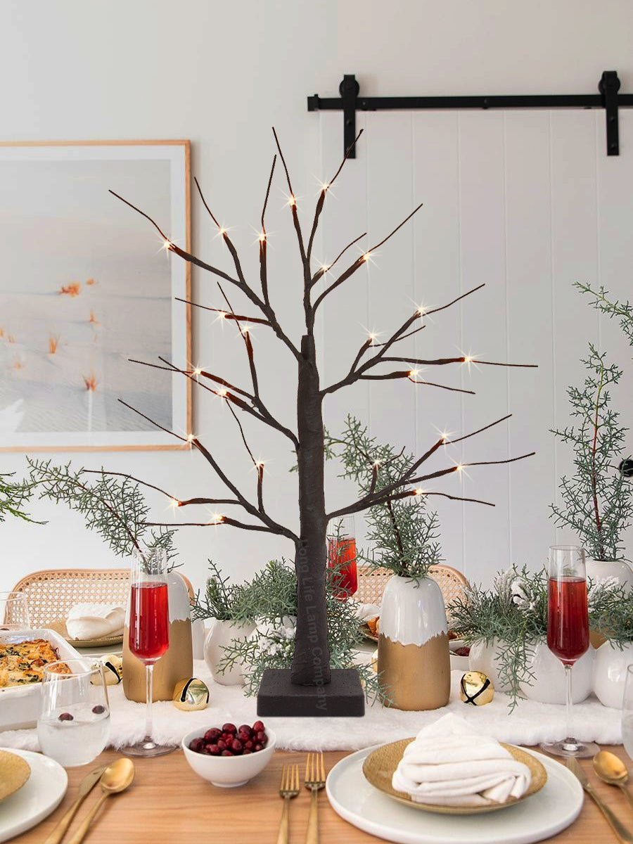 LED Indoor Christmas Brown Tree Miniature 60cm Mains And Battery Operated - Energy Light Bulbs - Free delivery on all orders