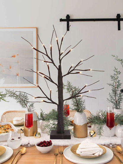 LED Indoor Christmas Brown Tree Miniature 60cm Mains And Battery Operated - Energy Light Bulbs - Free delivery on all orders