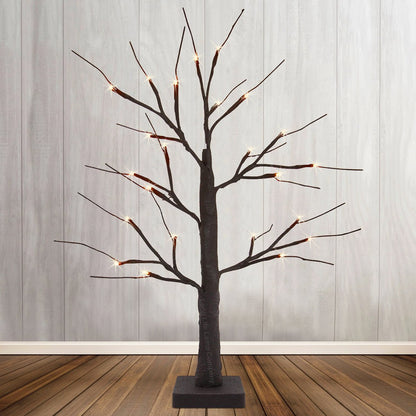 LED Indoor Christmas Brown Tree Miniature 60cm Mains And Battery Operated - Energy Light Bulbs - Free delivery on all orders