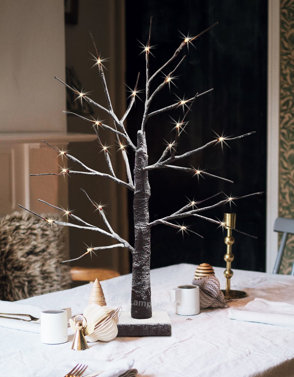 LED Indoor Christmas Brown Tree Snow Effect Miniature 60cm Mains and Battery Operated - Energy Light Bulbs - Free delivery on all orders