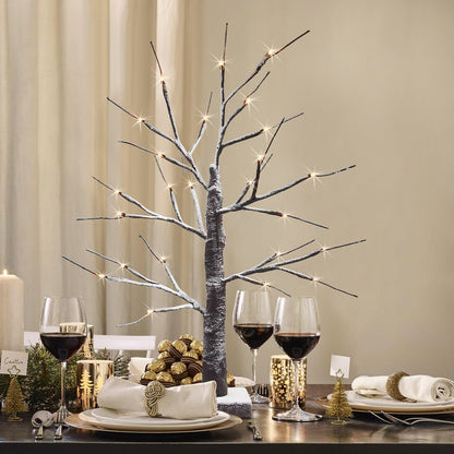LED Indoor Christmas Brown Tree Snow Effect Miniature 60cm Mains and Battery Operated - Energy Light Bulbs - Free delivery on all orders