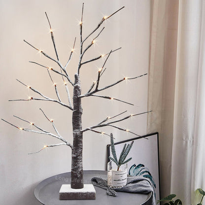 LED Indoor Christmas Brown Tree Snow Effect Miniature 60cm Mains and Battery Operated - Energy Light Bulbs - Free delivery on all orders
