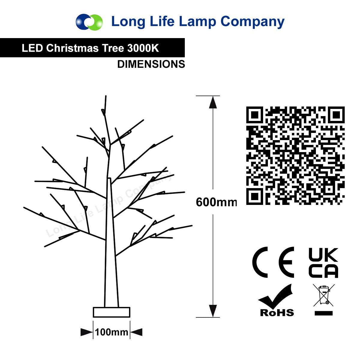 LED Indoor Christmas Brown Tree Snow Effect Miniature 60cm Mains and Battery Operated - Energy Light Bulbs - Free delivery on all orders