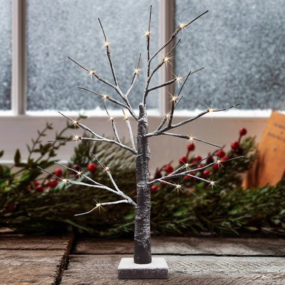 LED Indoor Christmas Brown Tree Snow Effect Miniature 60cm Mains and Battery Operated - Energy Light Bulbs - Free delivery on all orders