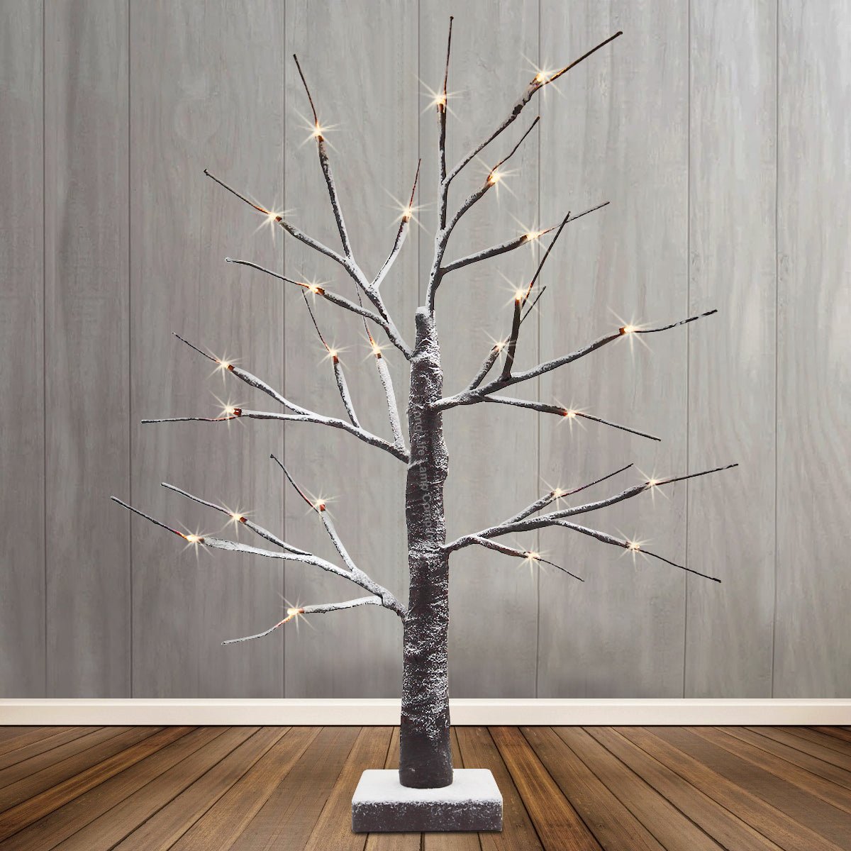 LED Indoor Christmas Brown Tree Snow Effect Miniature 60cm Mains and Battery Operated - Energy Light Bulbs - Free delivery on all orders