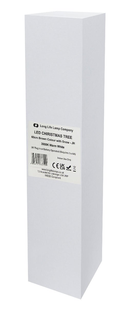 LED Indoor Christmas Brown Tree Snow Effect Miniature 60cm Mains and Battery Operated - Energy Light Bulbs - Free delivery on all orders
